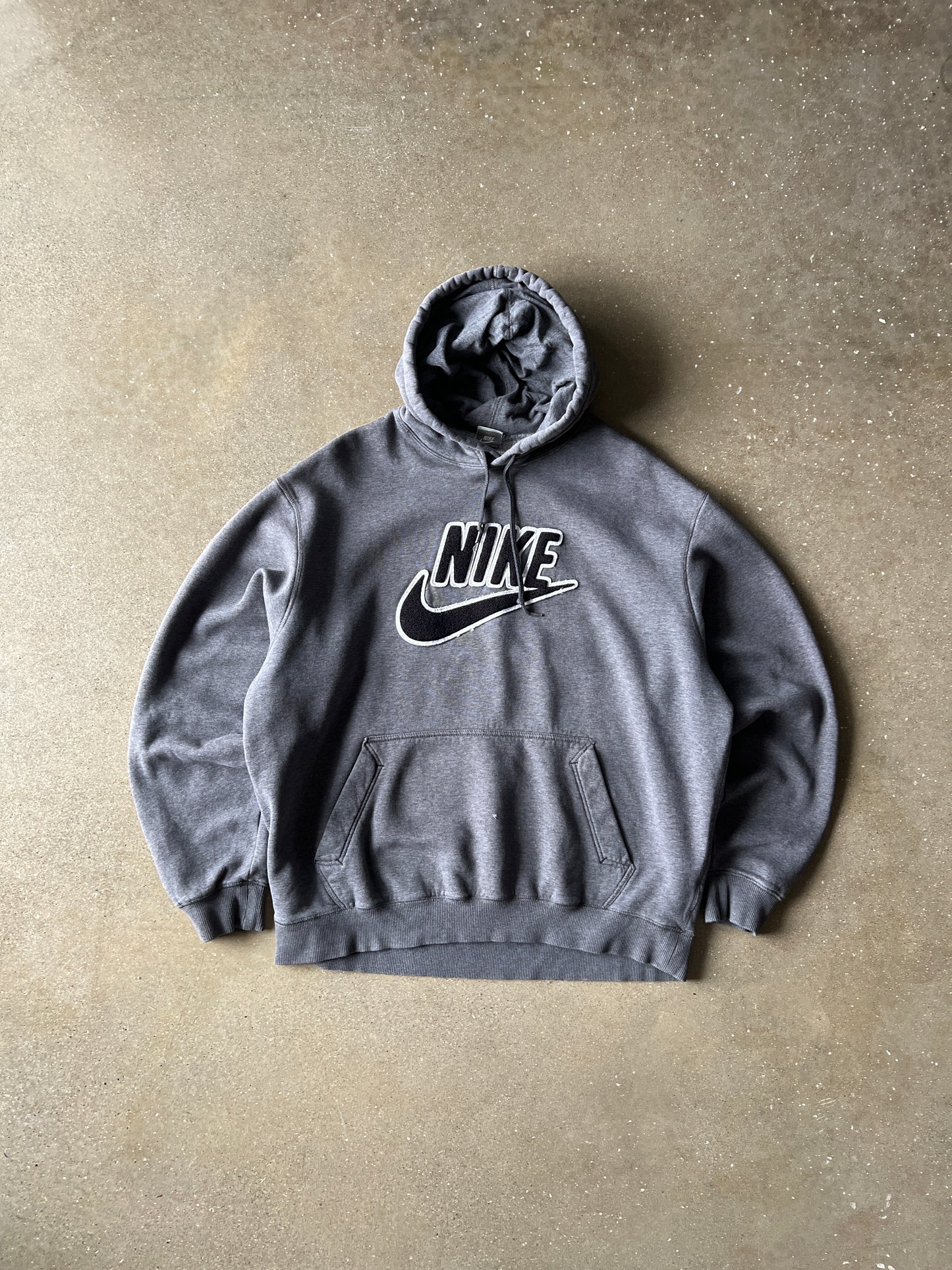 Vintage Charcoal Nike Spell Out Hoodie - XL