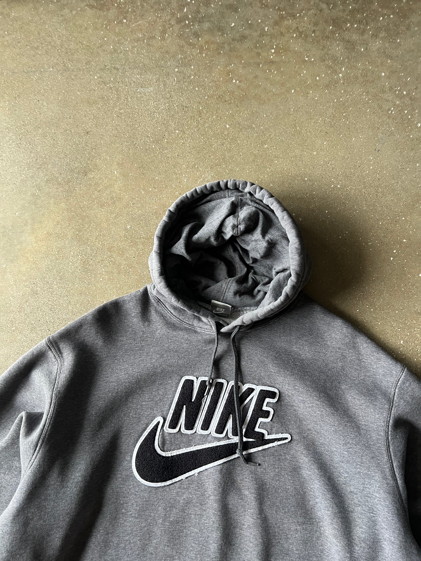 Vintage Grey Nike Spellout Hoodie - XL