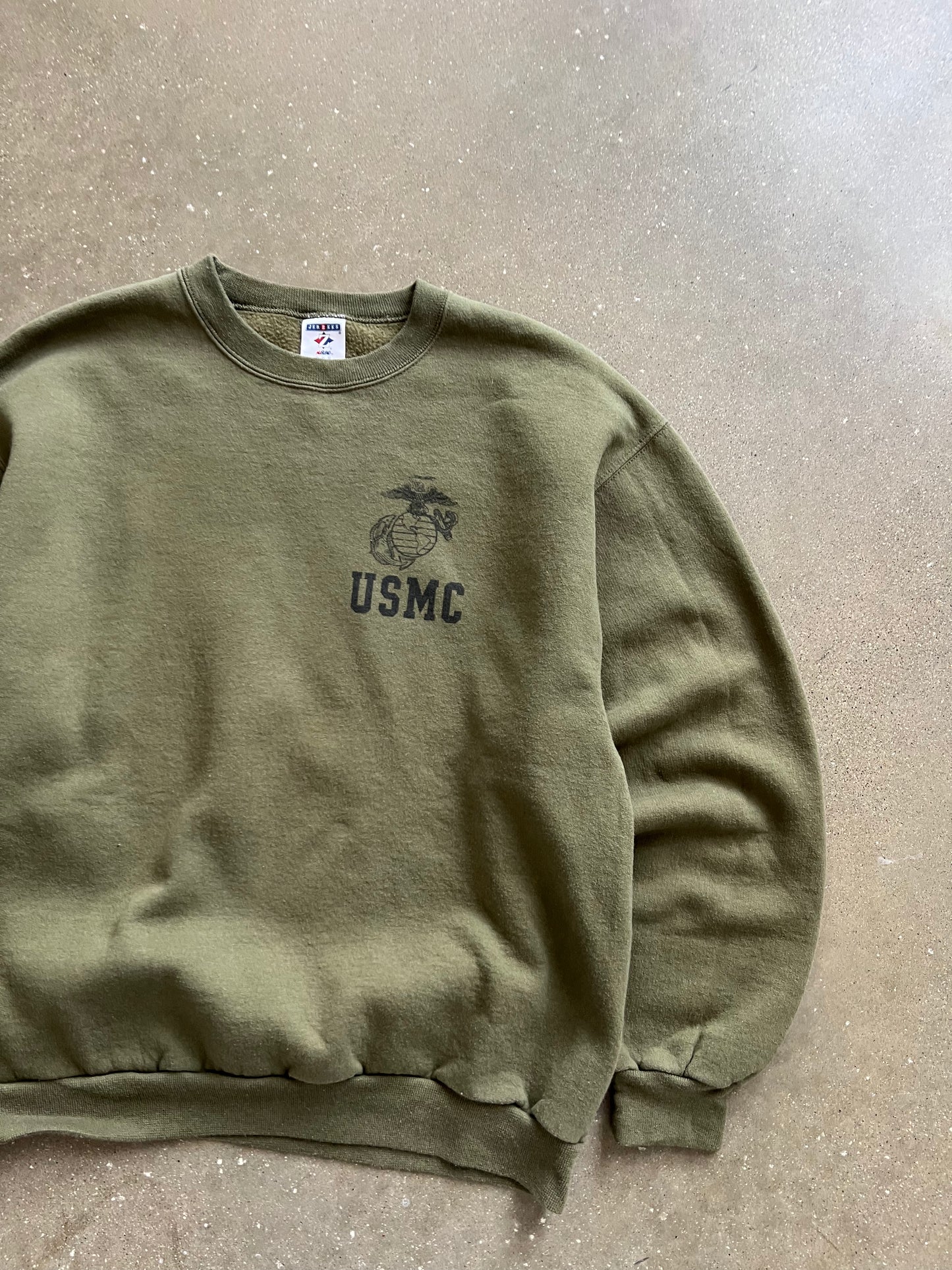 Vintage Green USMC Crew - M