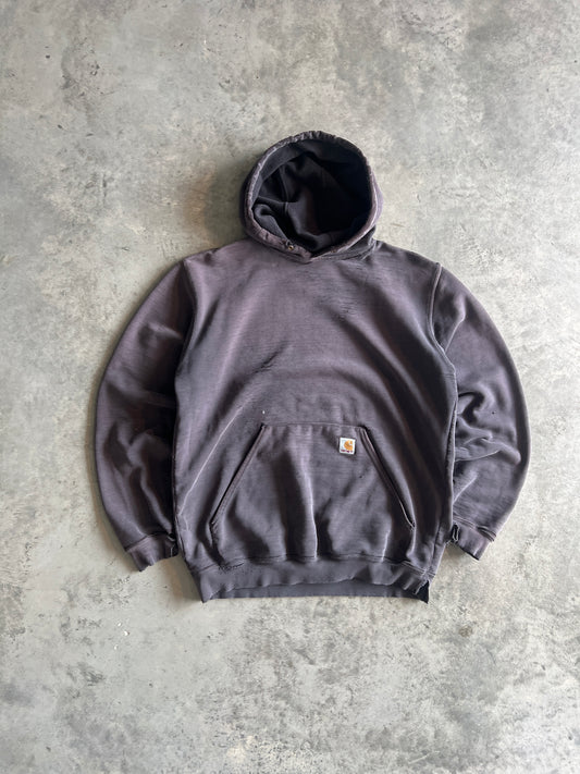 Vintage Faded Black Carhartt Hoodie - Large