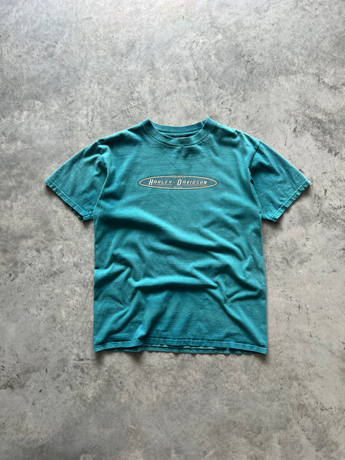 Vintage Aqua Blue Harley Davidson Shirt - L