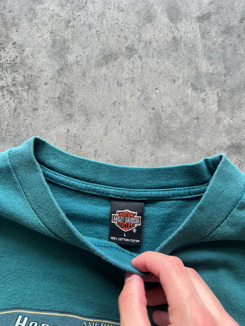 Vintage Aqua Blue Harley Davidson Shirt - L