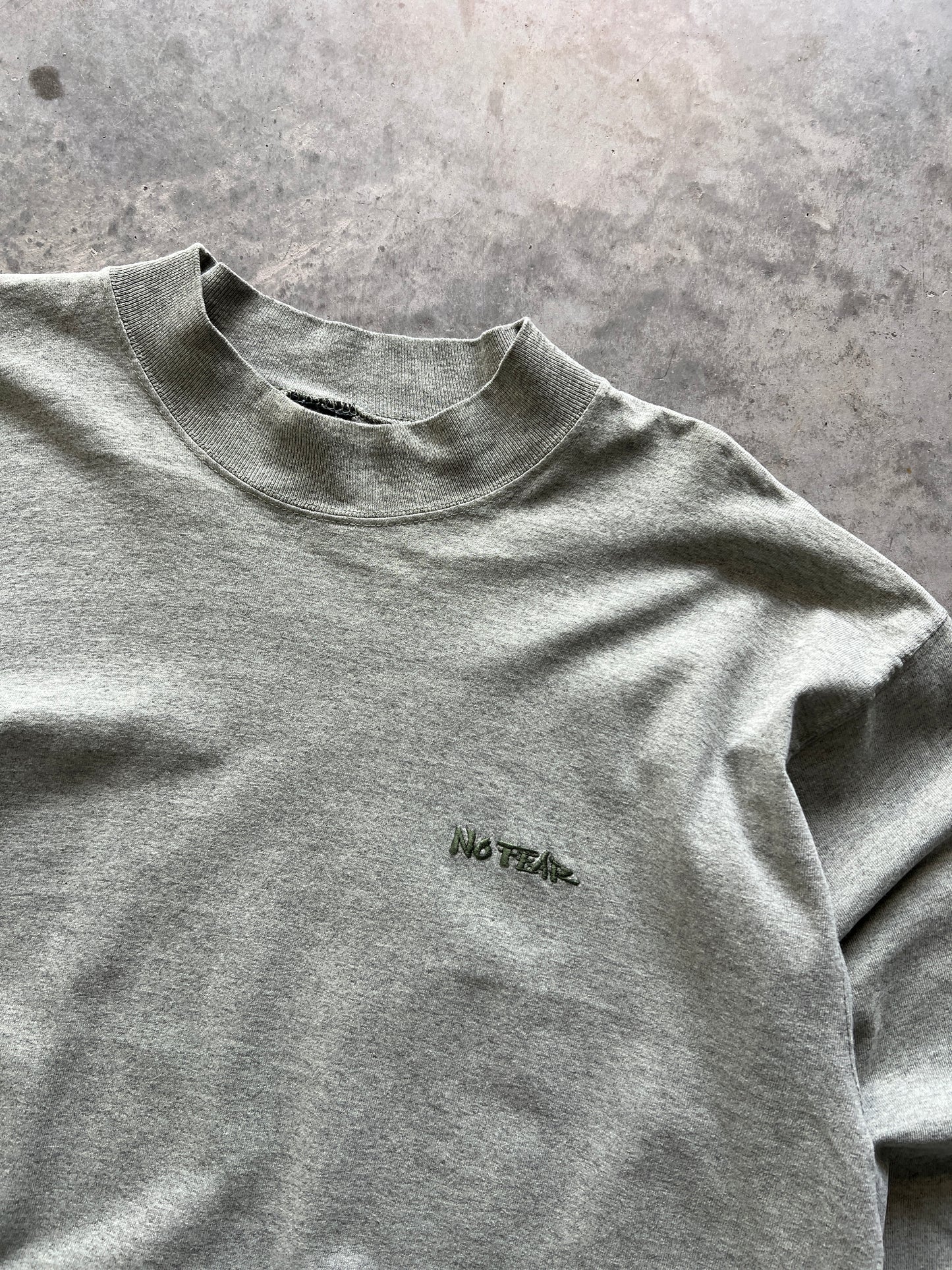 Vintage Sage Green No Fear Longsleeve Shirt - L