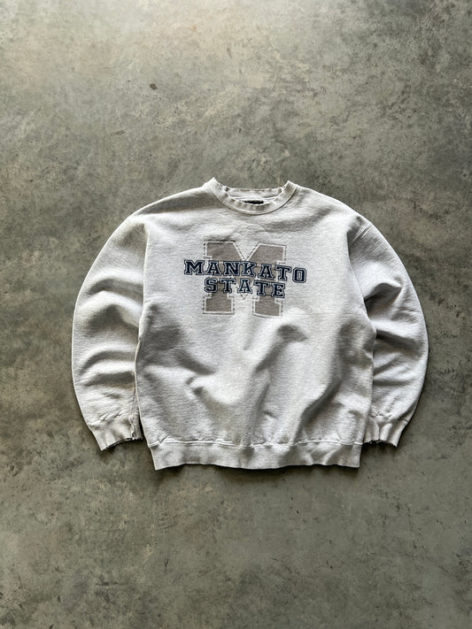 Vintage Distressed White Mankato State Crew - L