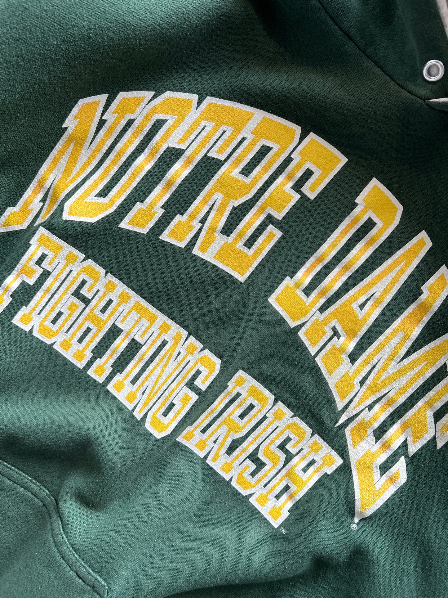 Vintage Forest Green Notre Dame Hoodie - L