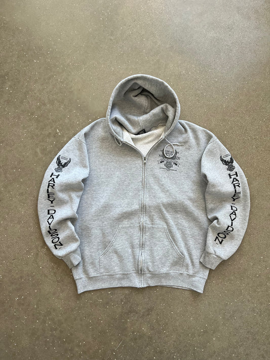 Vintage Grey Harley Davidson Zip Up Hoodie - XL
