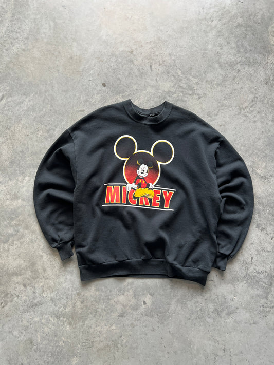 Vintage Ink Black Mickey Mouse Crew - L