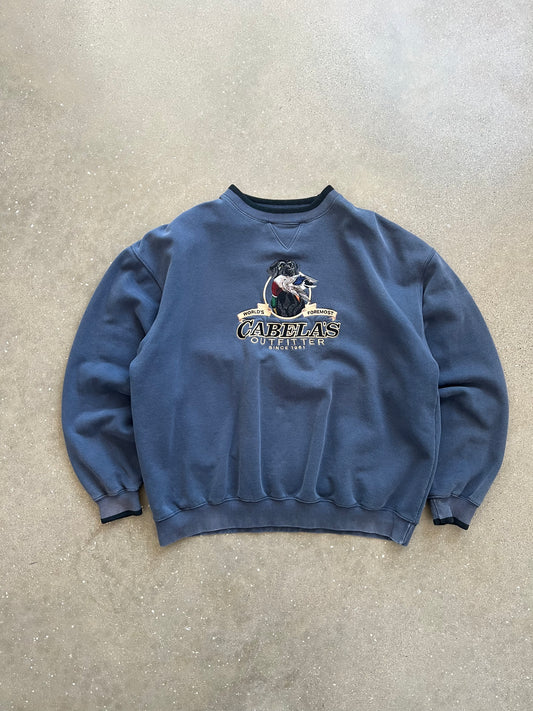 Vintage Blue Cabalas Logo Crew - XL