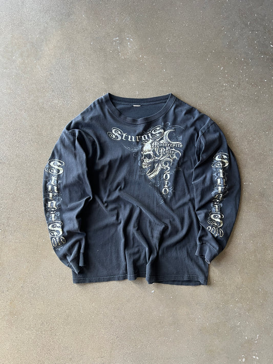 Vintage Black Skulls Longsleeve Shirt - L