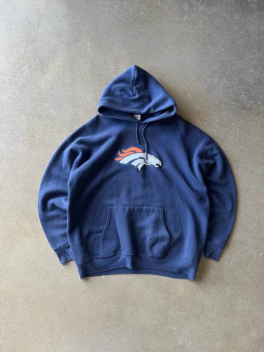 Vintage Navy Danver Broncos Hoodie - XL