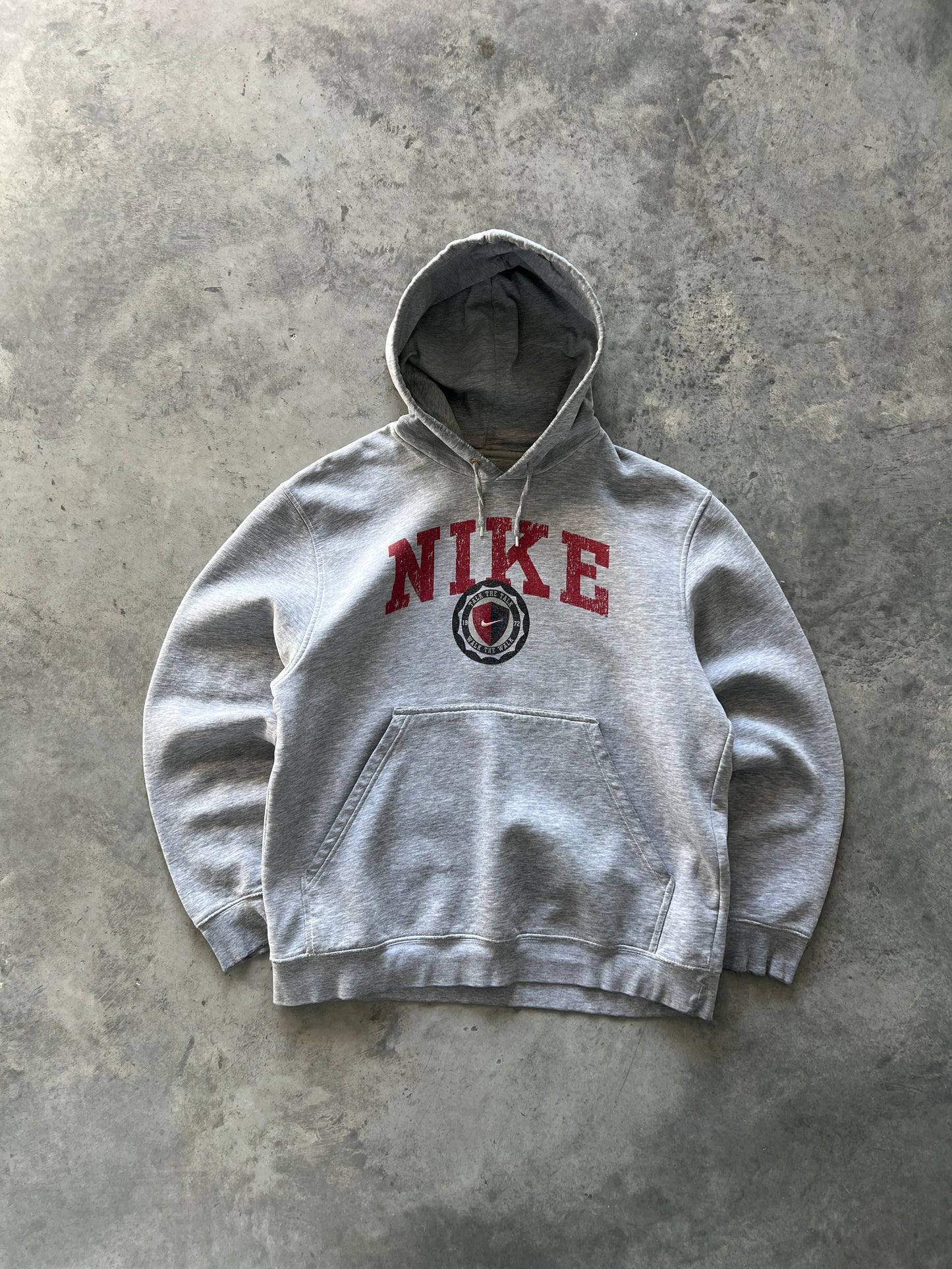 Vintage Heather Grey Nike Spellout Hoodie - M