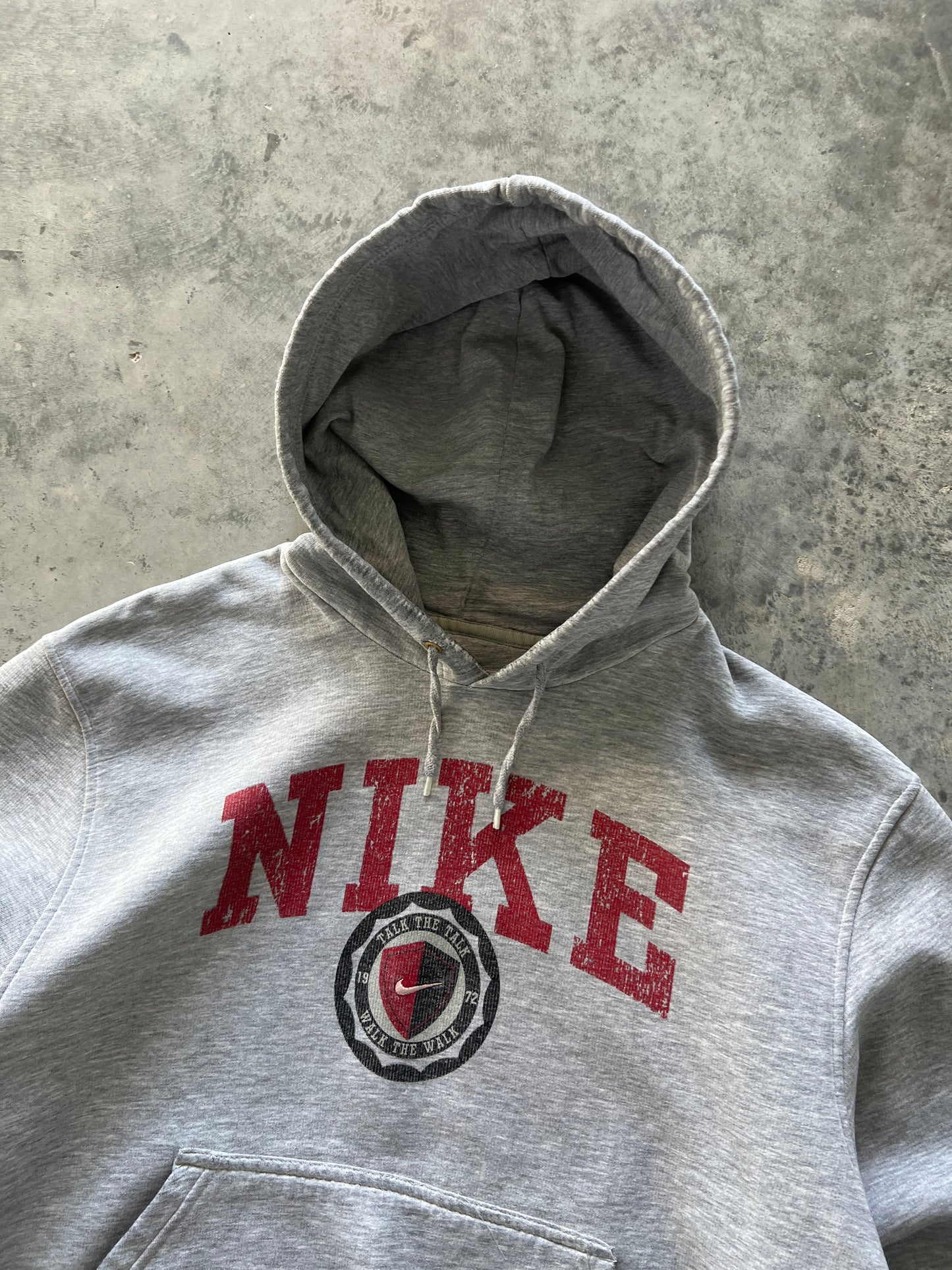 Vintage Heather Grey Nike Spellout Hoodie - M