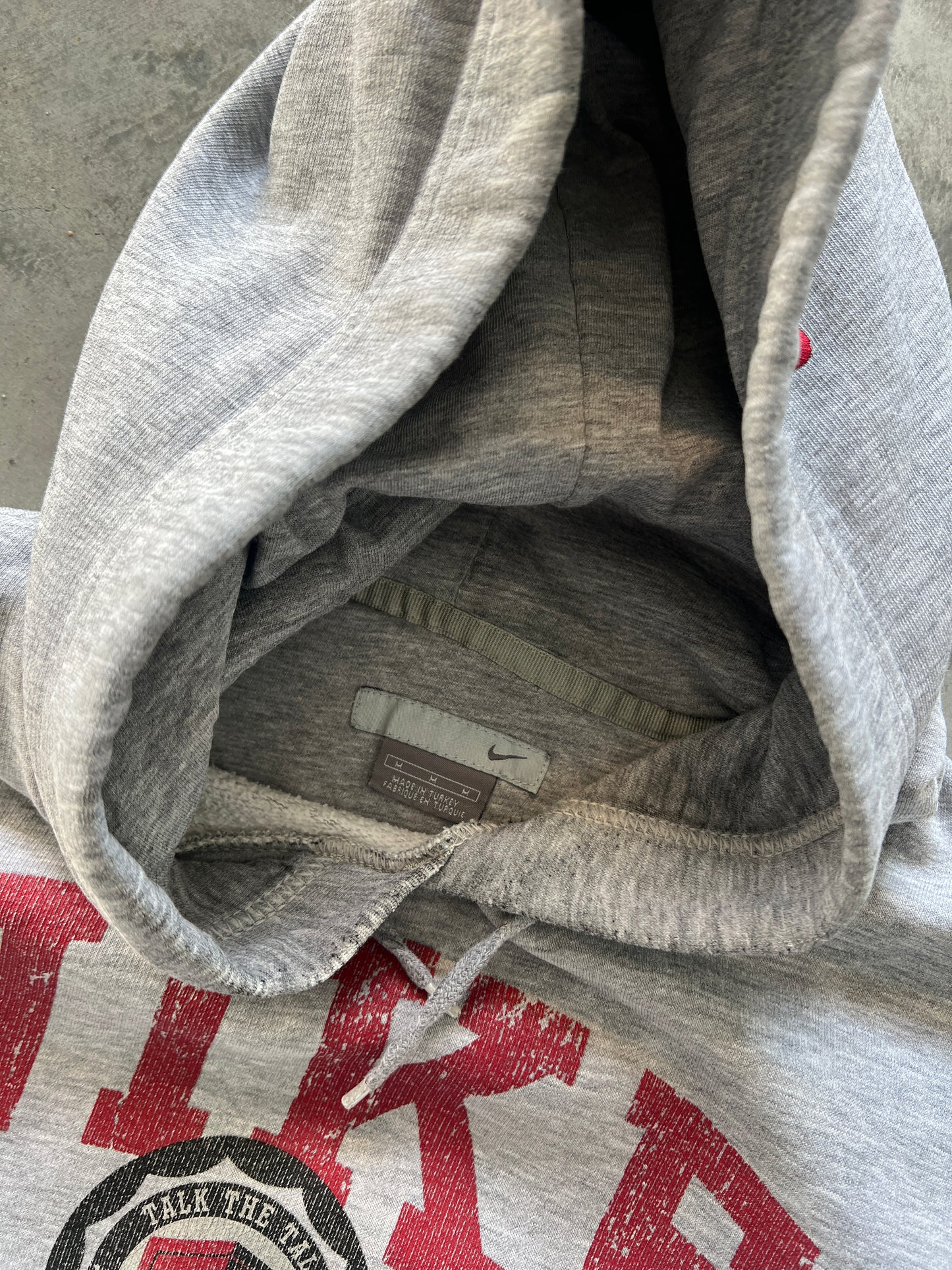 Vintage Heather Grey Nike Spellout Hoodie - M