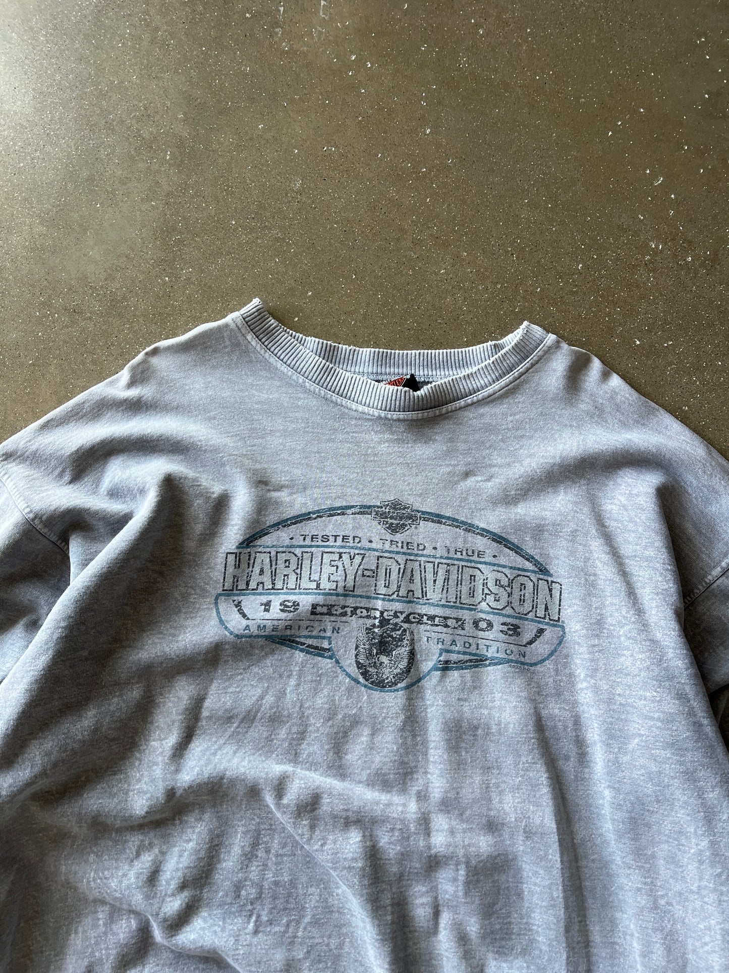 Vintage Grey Harley Davidson Crew - XL