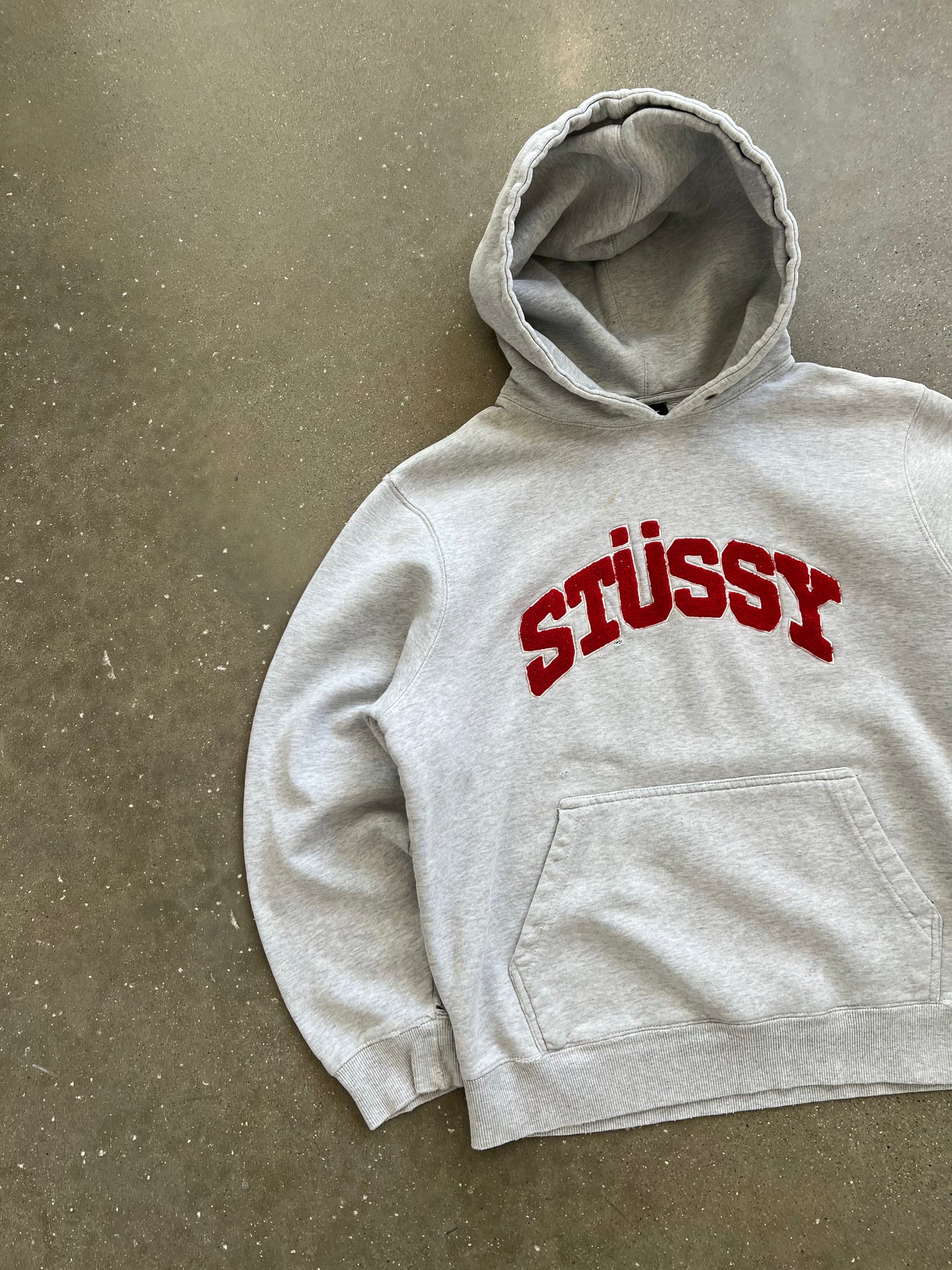 Vintage White Stussy Spellout Hoodie - S