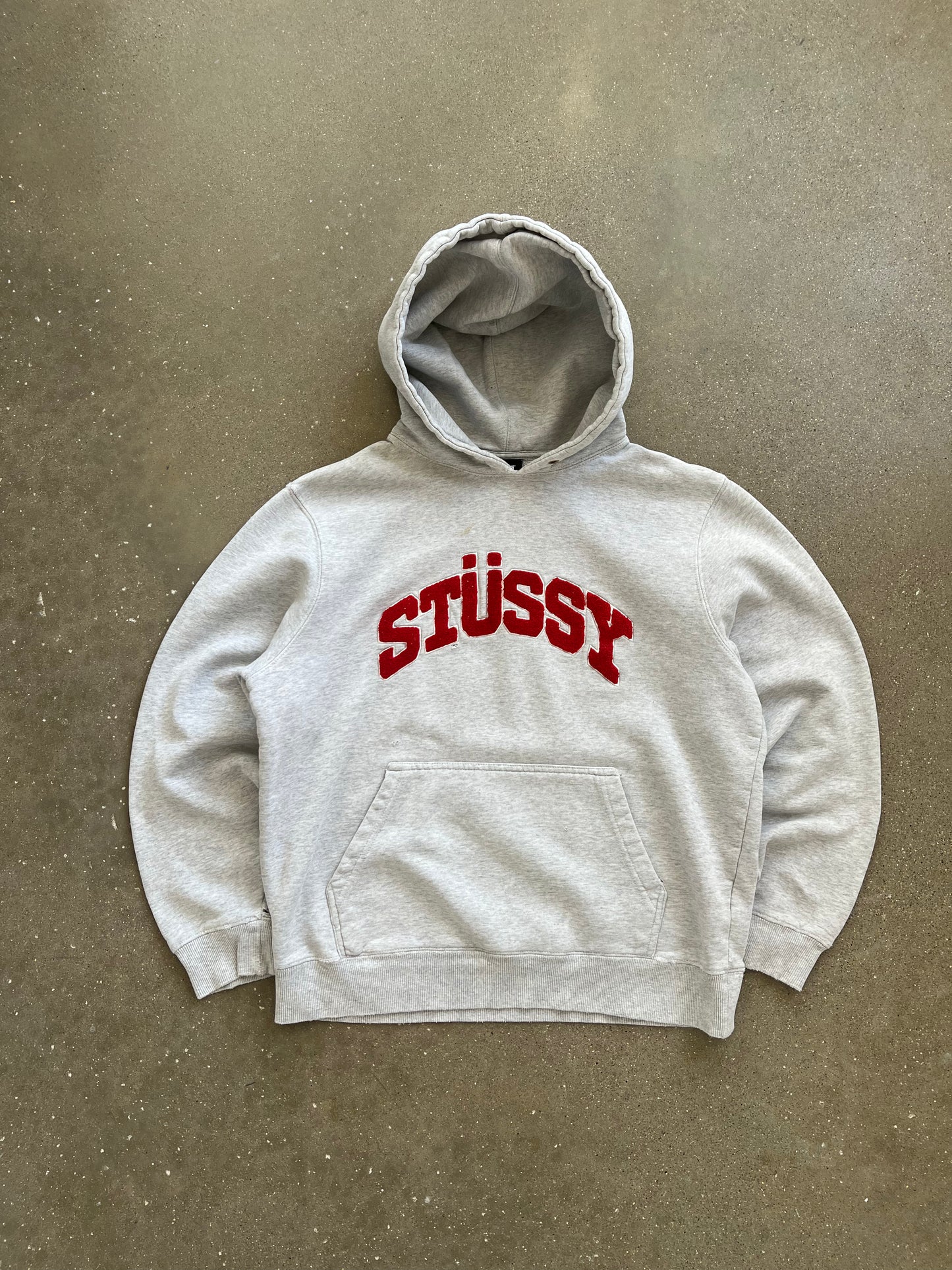 Vintage White Stussy Spellout Hoodie - S