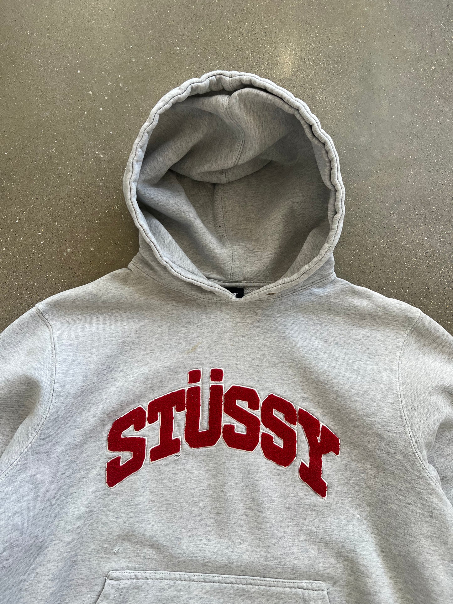 Vintage White Stussy Spellout Hoodie - S