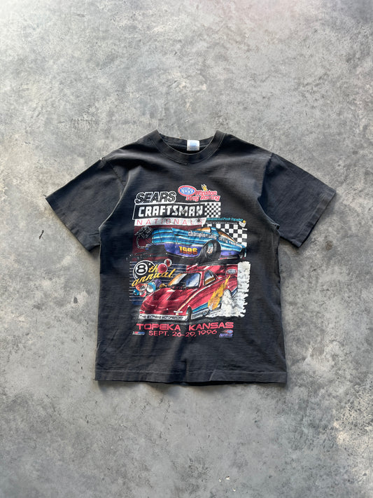 Vintage Faded Black Drag Racing Shirt - M