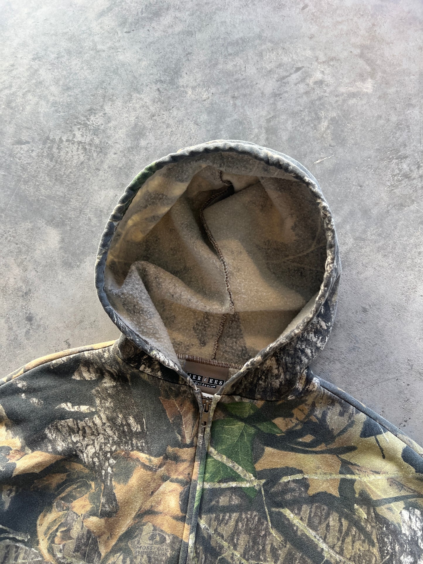 Vintage Real Tree Camo Zip Up Hoodie - L