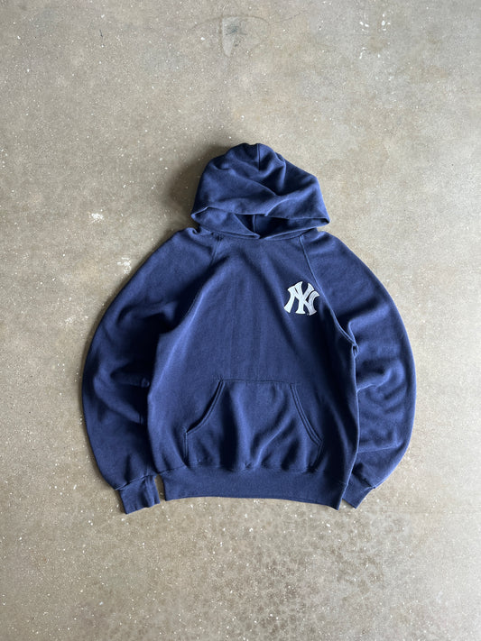 Vintage Navy Yankees Logo Hoodie - L