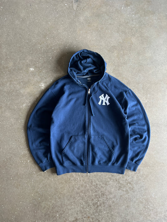 Vintage Navy Yankees Logo Hoodie - L