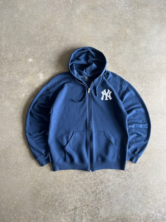Vintage Navy Yankees Logo Hoodie - L
