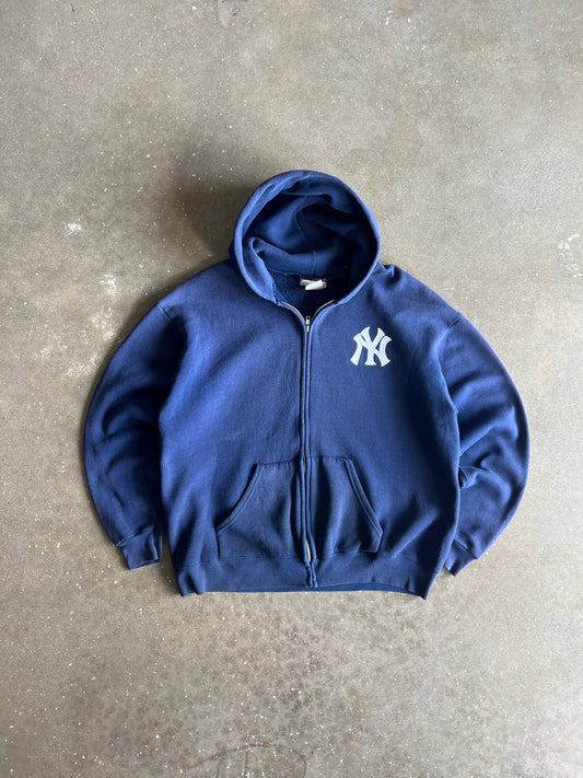 Vintage Light Blue Yankees Logo Hoodie - XL