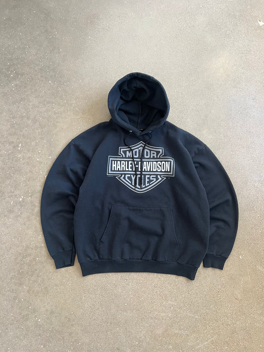 Vintage Black Harley Davidson Hoodie - L