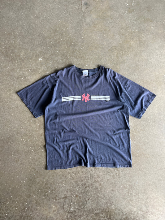 Vintage Faded Blue NY Yankee Shirt - XXL