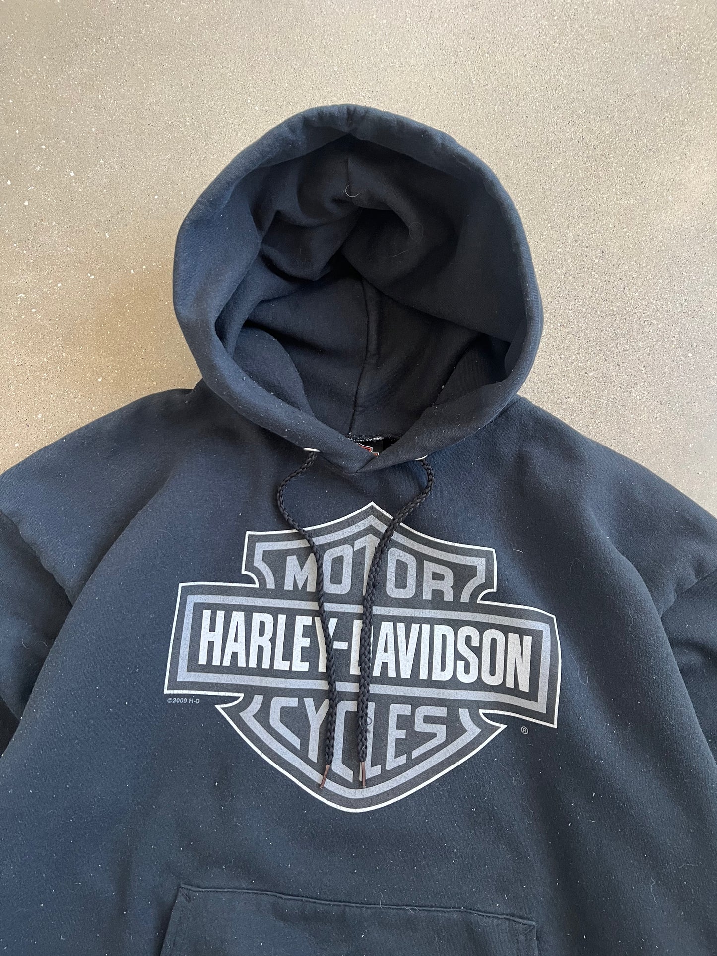 Vintage Black Harley Davidson Hoodie - L