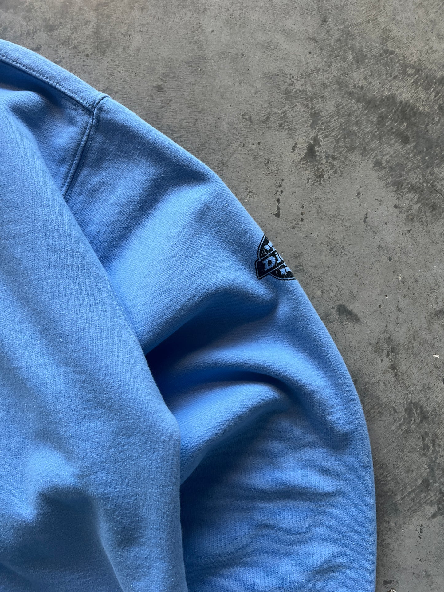 Vintage Sky Blue Dickies Spellout Hoodie - L