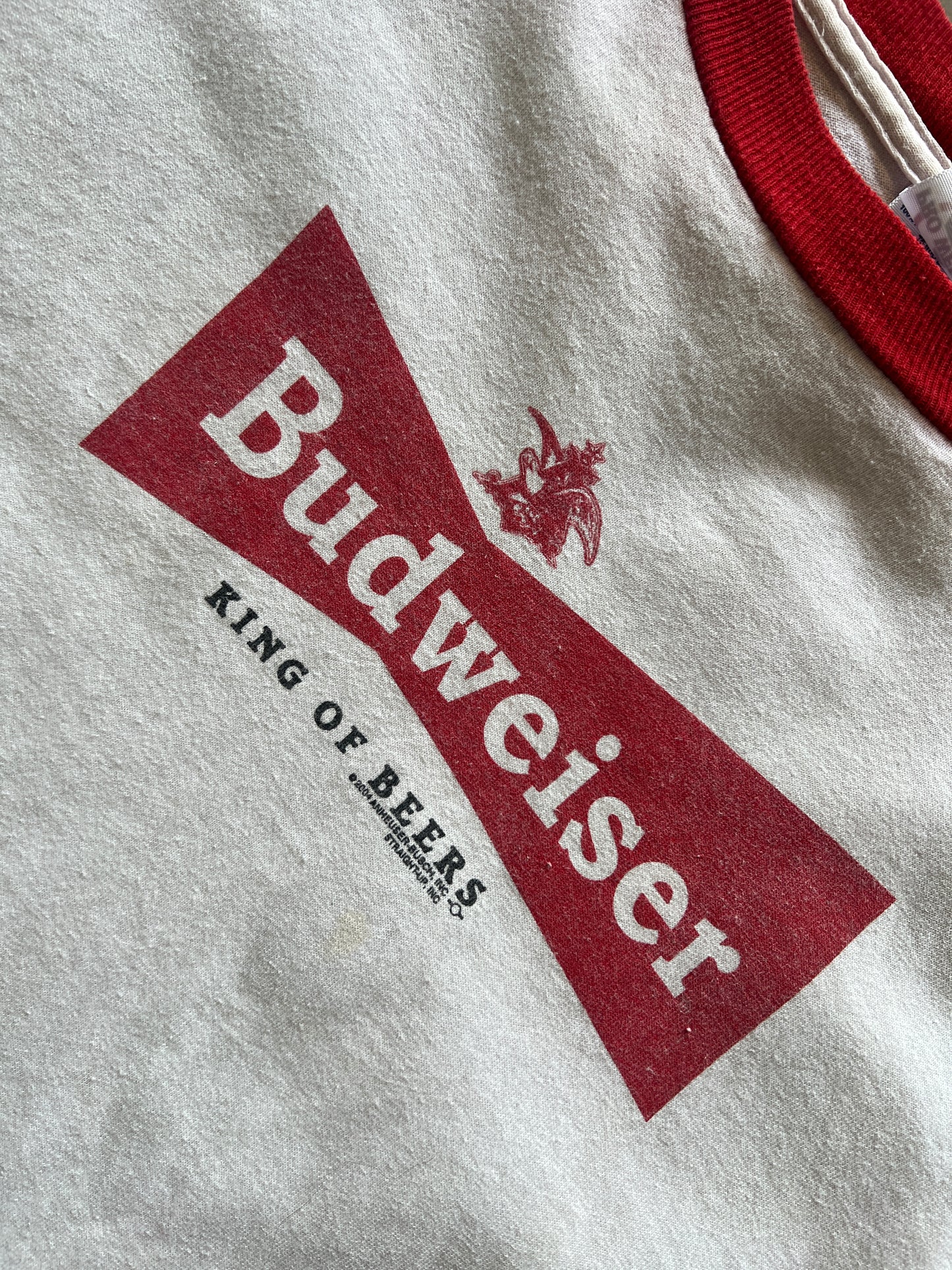 Vintage Chalk White Budweiser Spellout Shirt - L