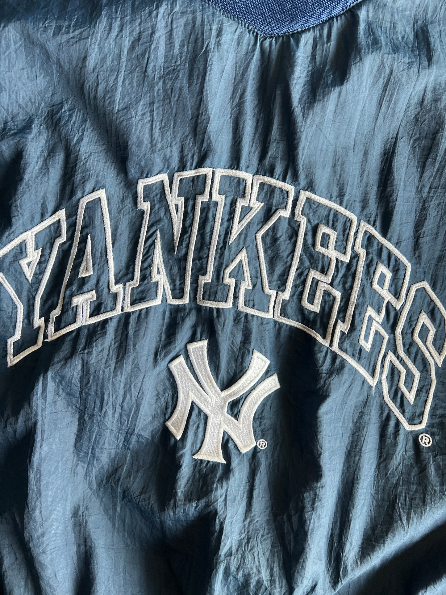 Vintage Navy Blue Yankees Puffer Crew - XL