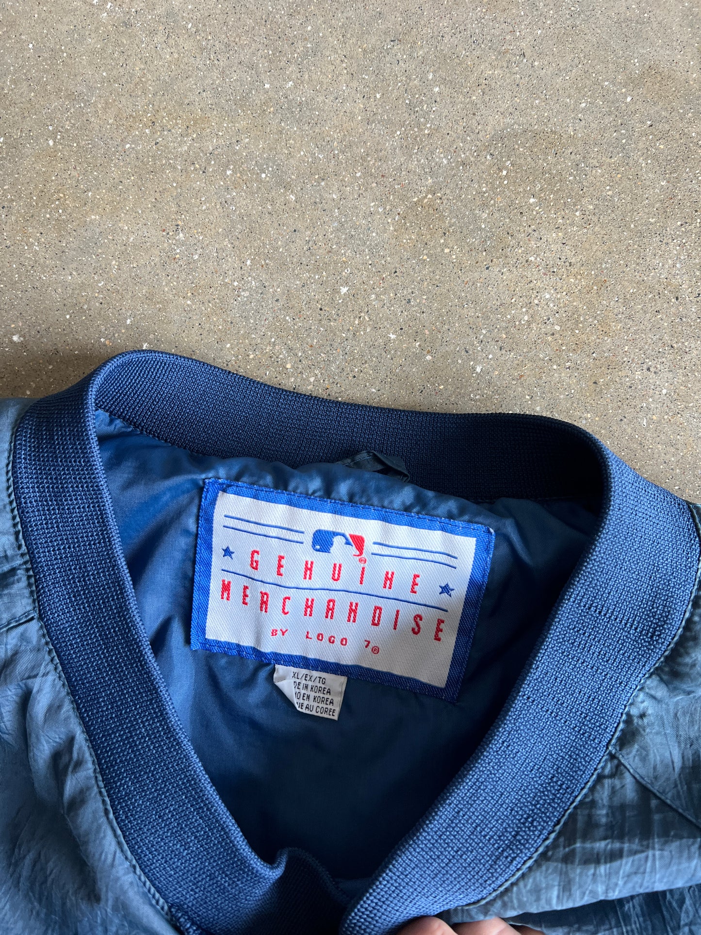 Vintage Navy Blue Yankees Puffer Crew - XL