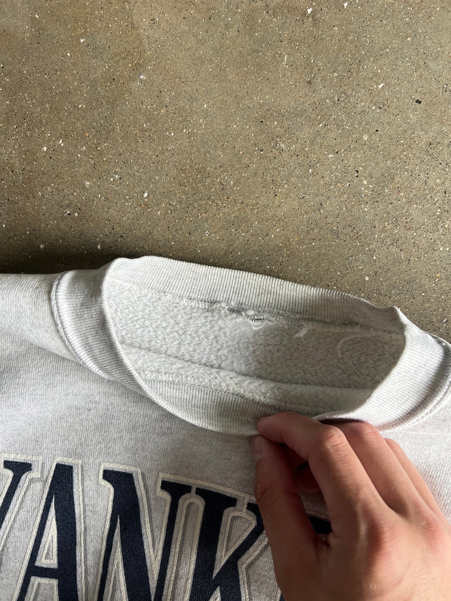 Vintage White NY Yankees Baseball Crew - XL