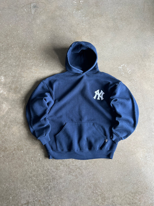 Vintage Nay Blue Yankees Logo Hoodie - XL