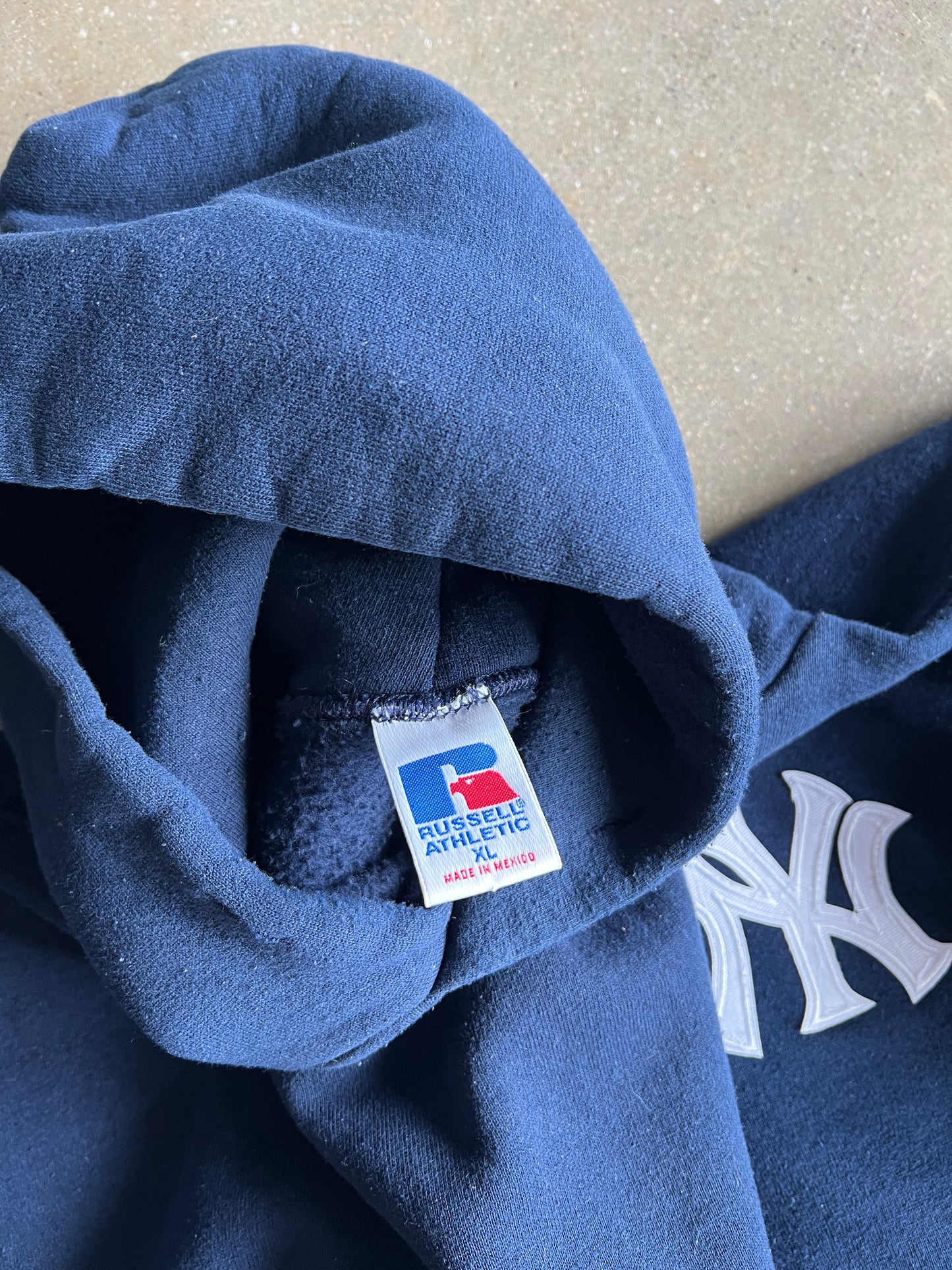 Vintage Nay Blue Yankees Logo Hoodie - XL