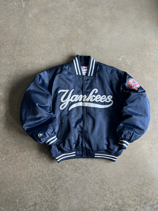 Vintage Navy Blue Yankees Bomber Jacket - L