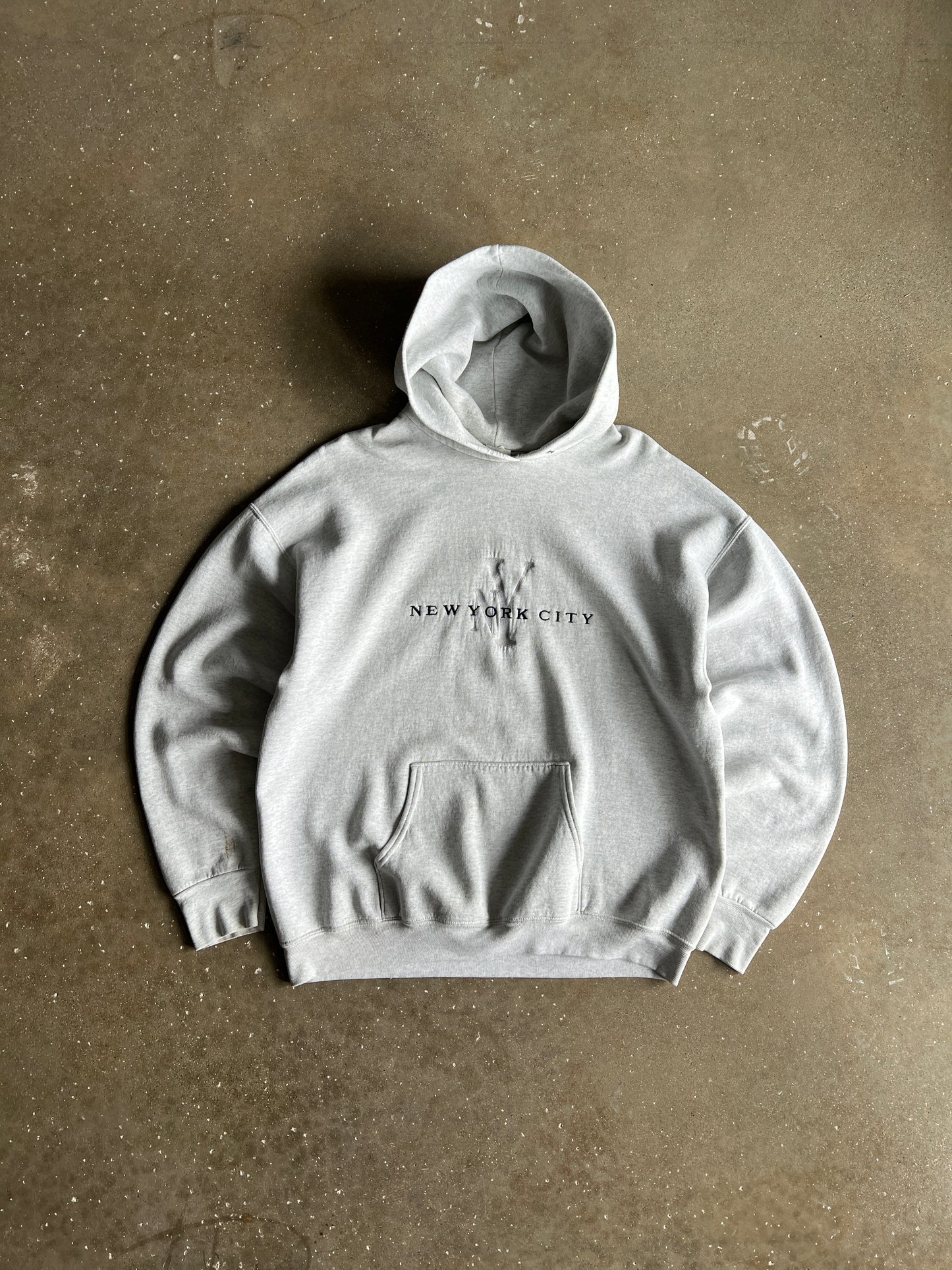 Vintage White NYC Spellout Hoodie - XL
