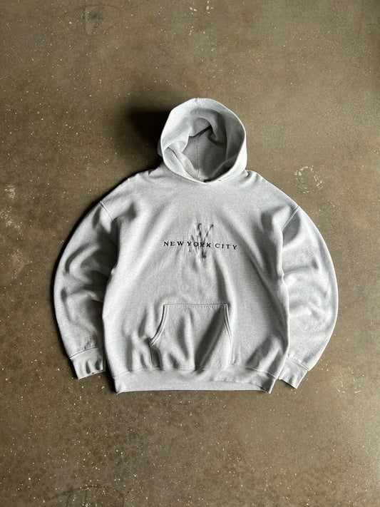 Vintage White NYC Spellout Hoodie - XL