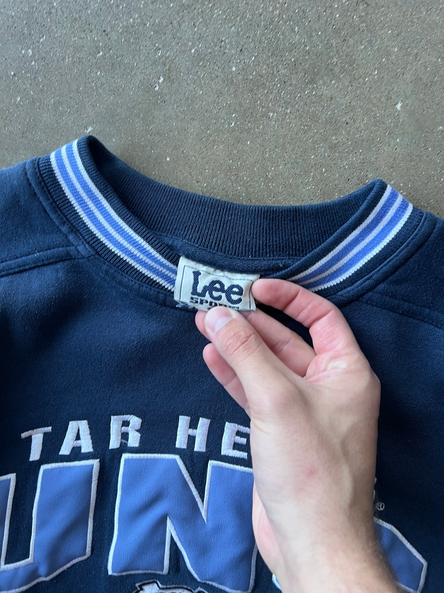 Vintage Blue Carolina Tar Heals Crew - L