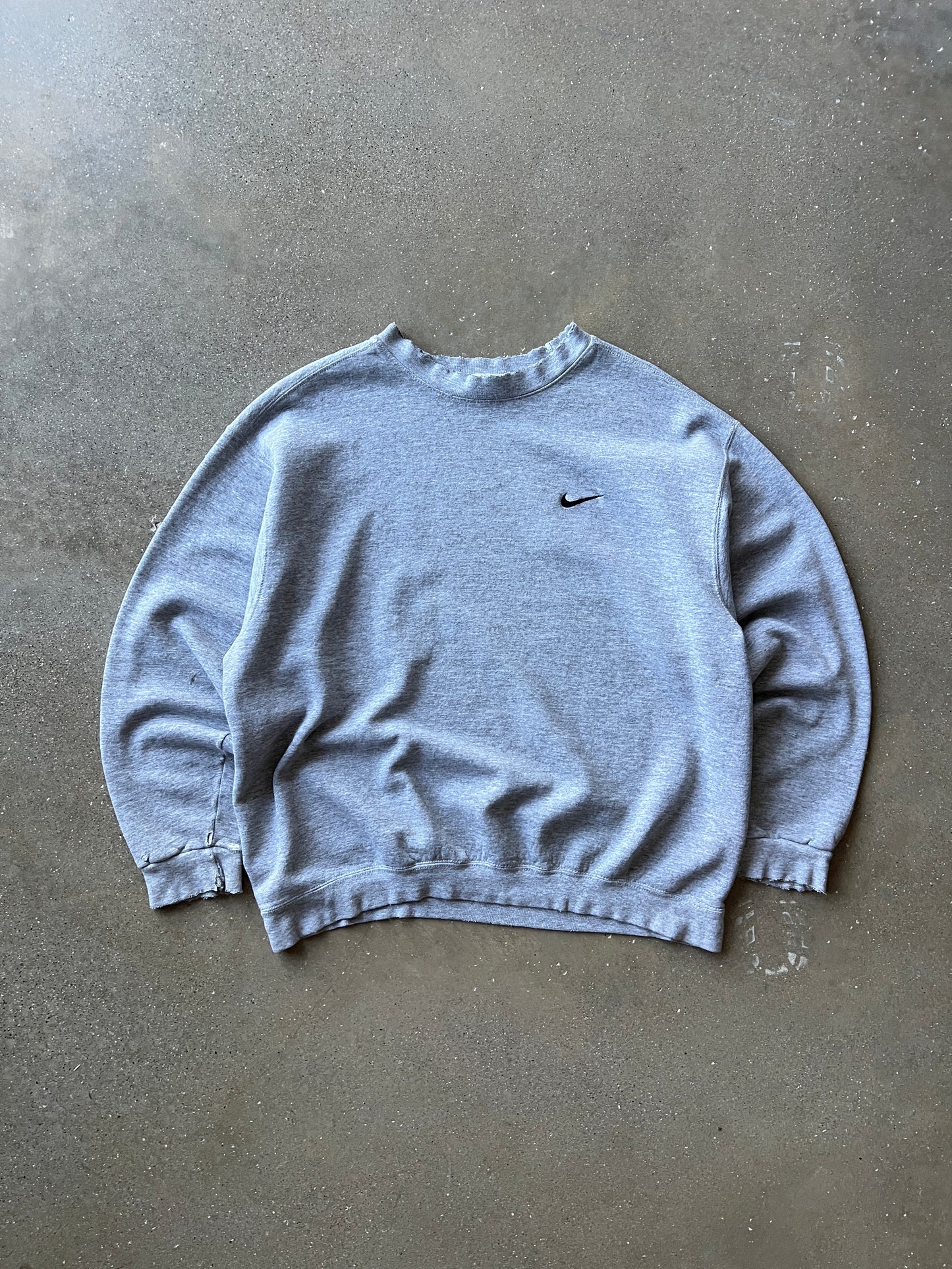Vintage Faded Grey Nike Swoosh Crew - L