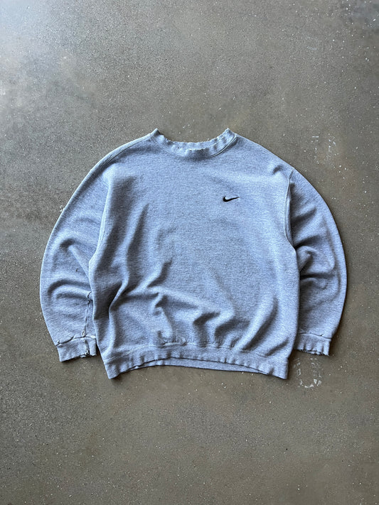 Vintage Faded Grey Nike Swoosh Crew - L