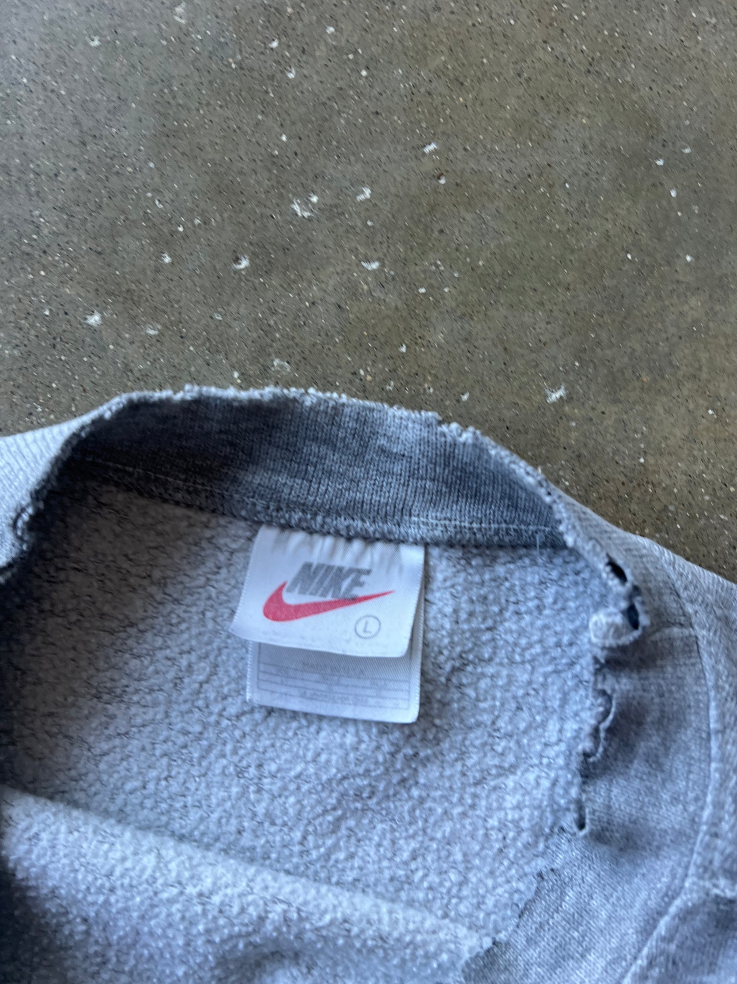 Vintage Faded Grey Nike Swoosh Crew - L