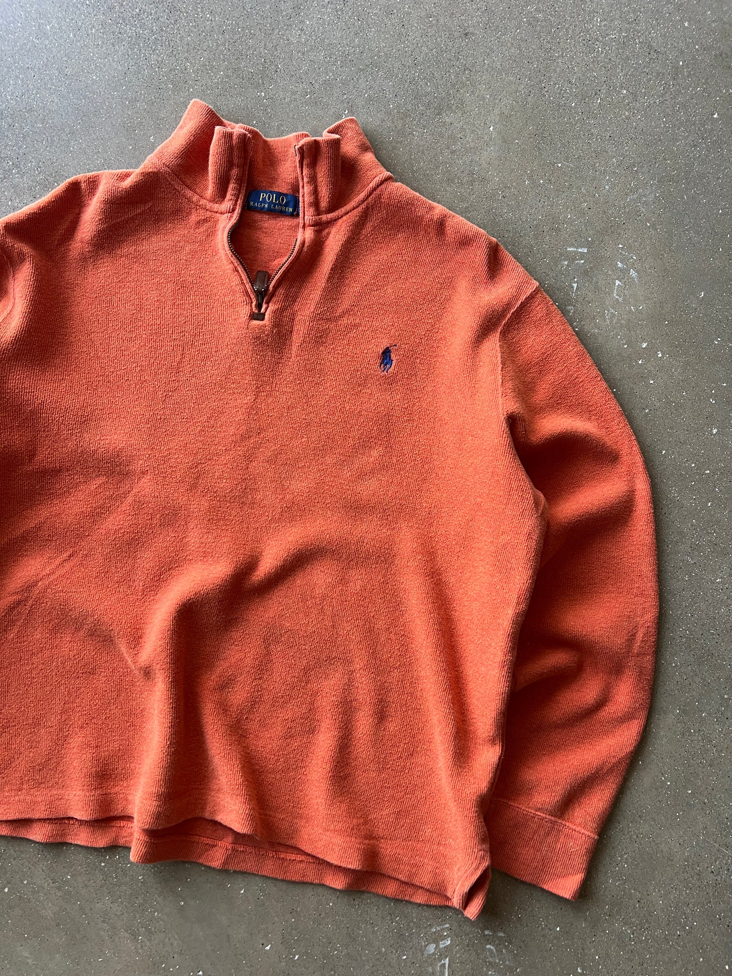 Vintage Orange Polo Ralph Lauren Zip Up Sweater - L