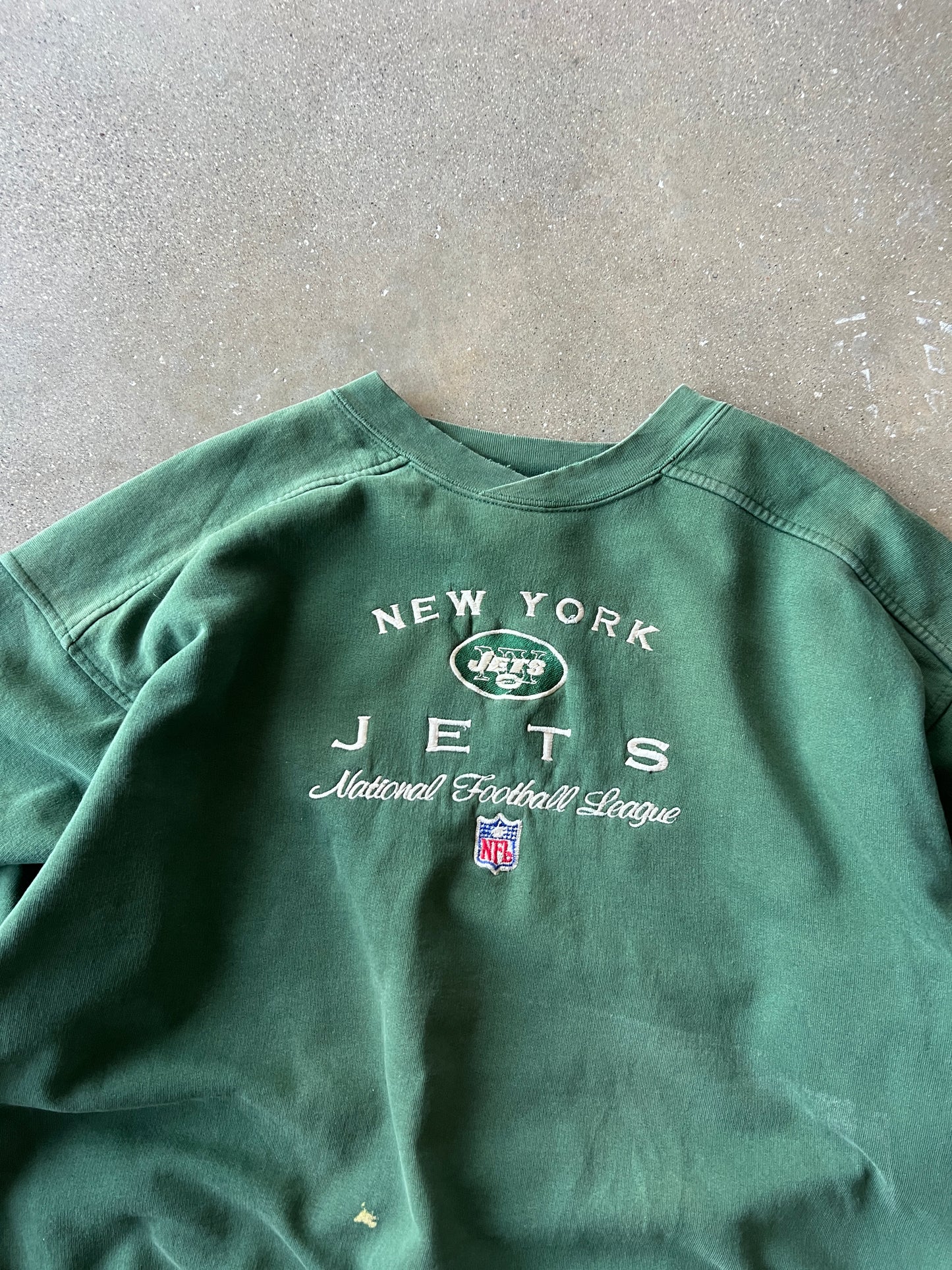 Vintage Faded Green New York Jets Crewneck - XL