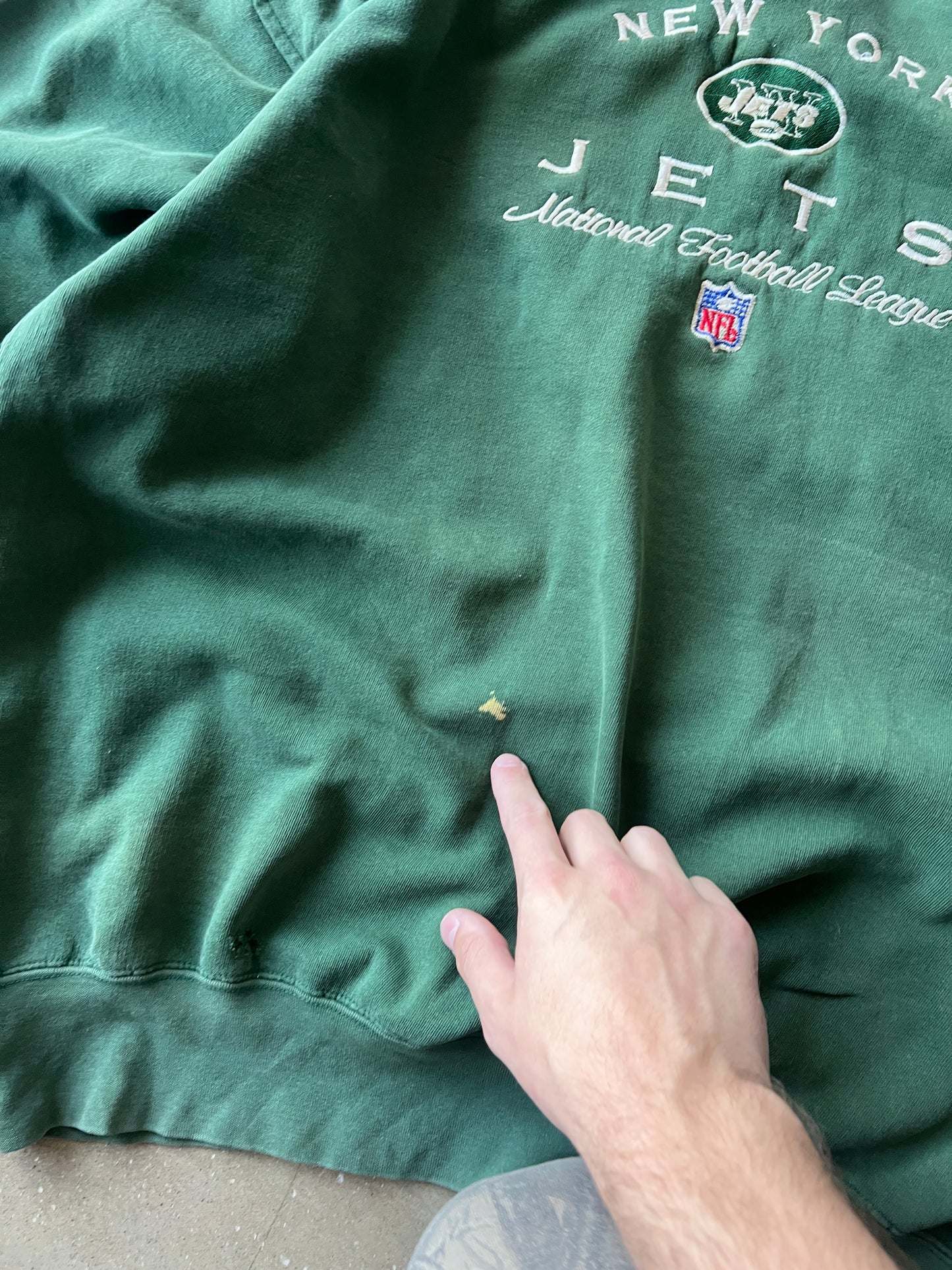 Vintage Faded Green New York Jets Crewneck - XL