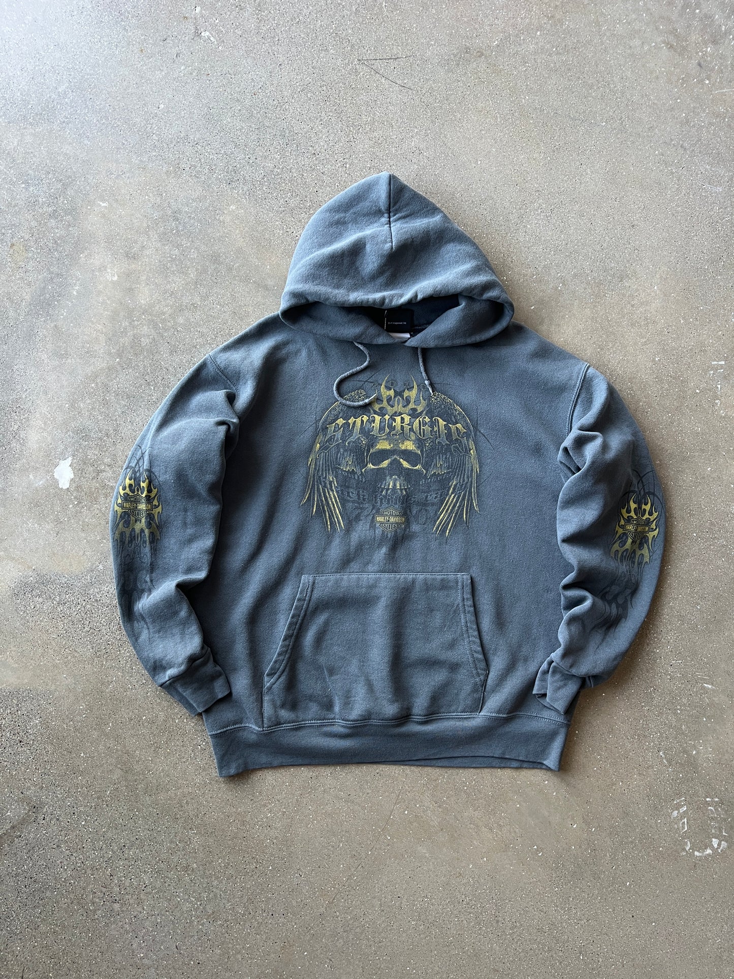 Vintage Grey Harley Davidson Hoodie - L