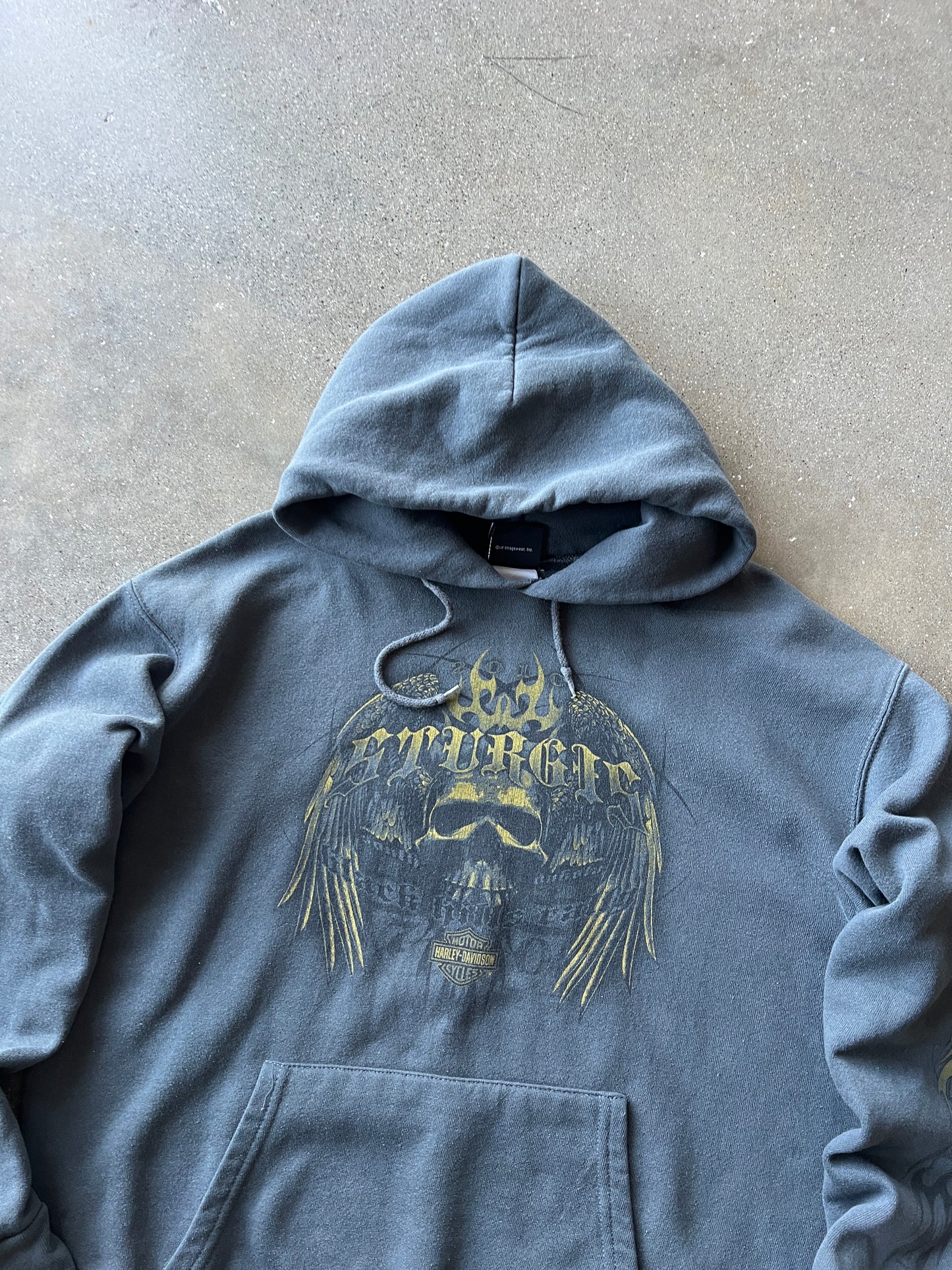 Vintage Grey Harley Davidson Hoodie - L