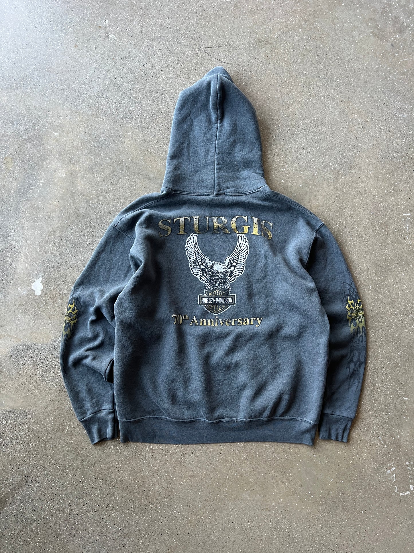 Vintage Grey Harley Davidson Hoodie - L